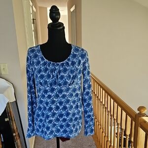 LOFT Blue Long Sleeve Blouse